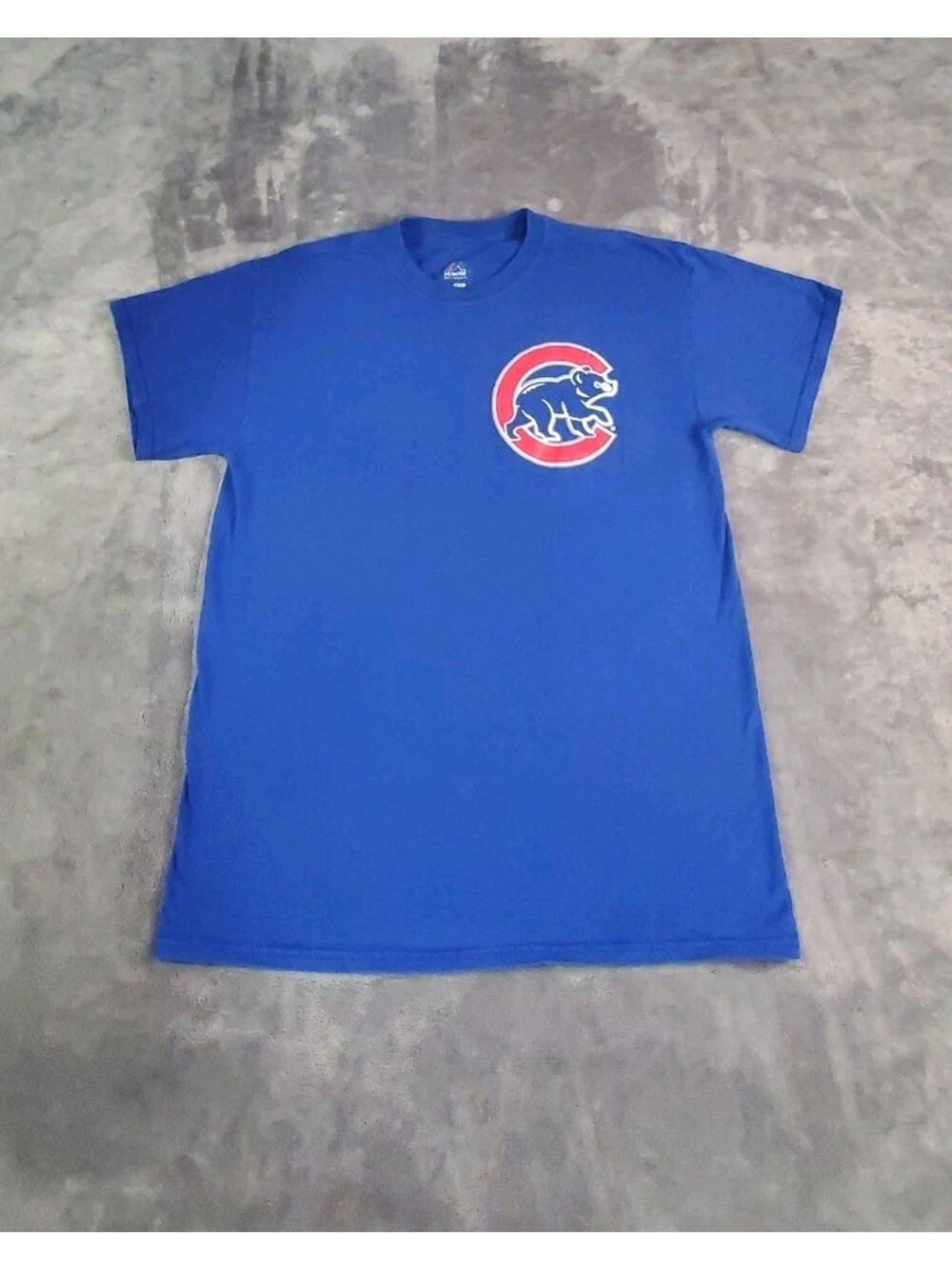 Majestic Chicago Cubs #9 BAEZ Mens Size M Tshirt Baseball Blue MLB C31-84